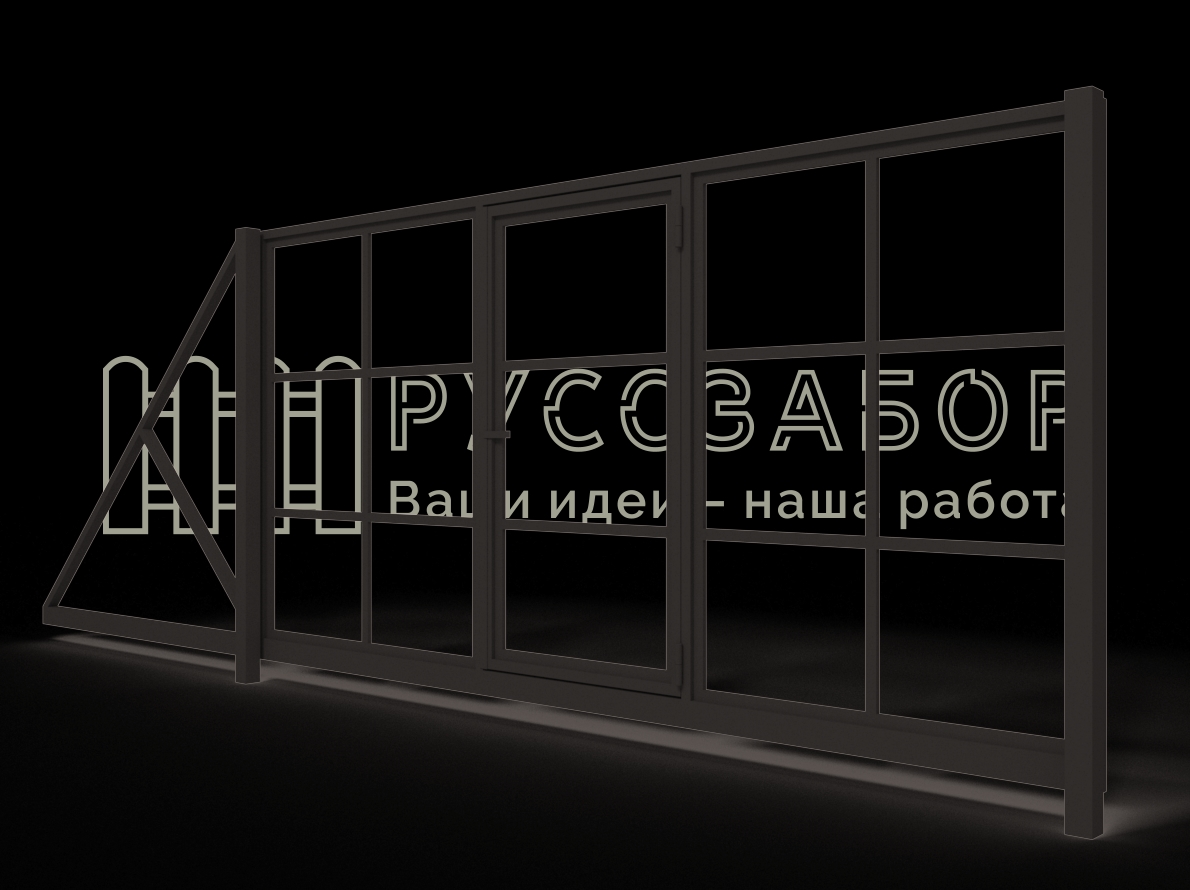 Каркас откатных ворот с калиткой 03