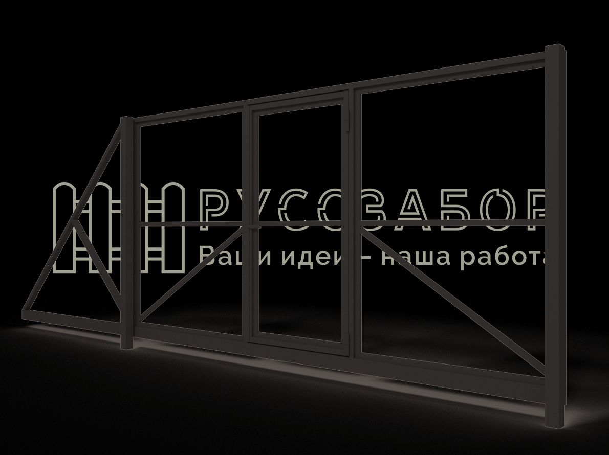 Каркас откатных ворот с калиткой 04