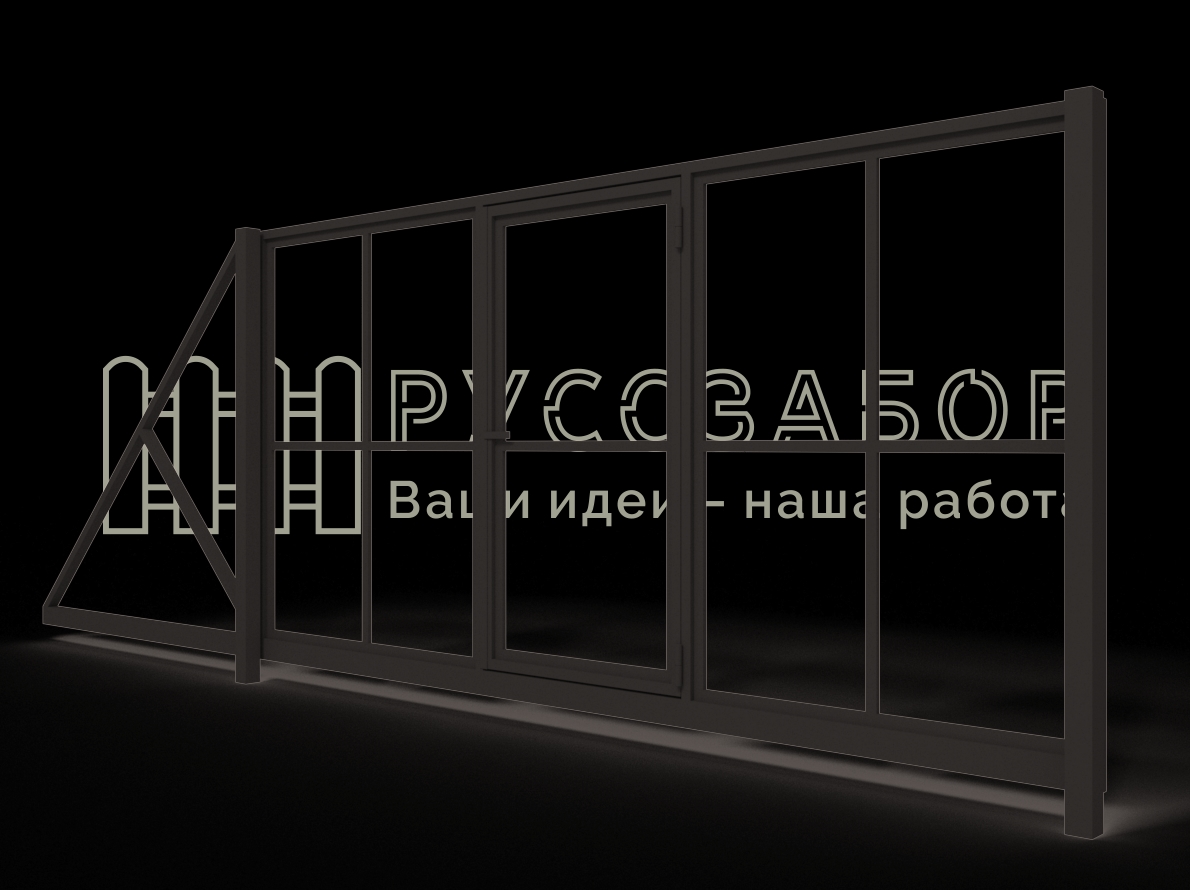 Каркас откатных ворот с калиткой 05