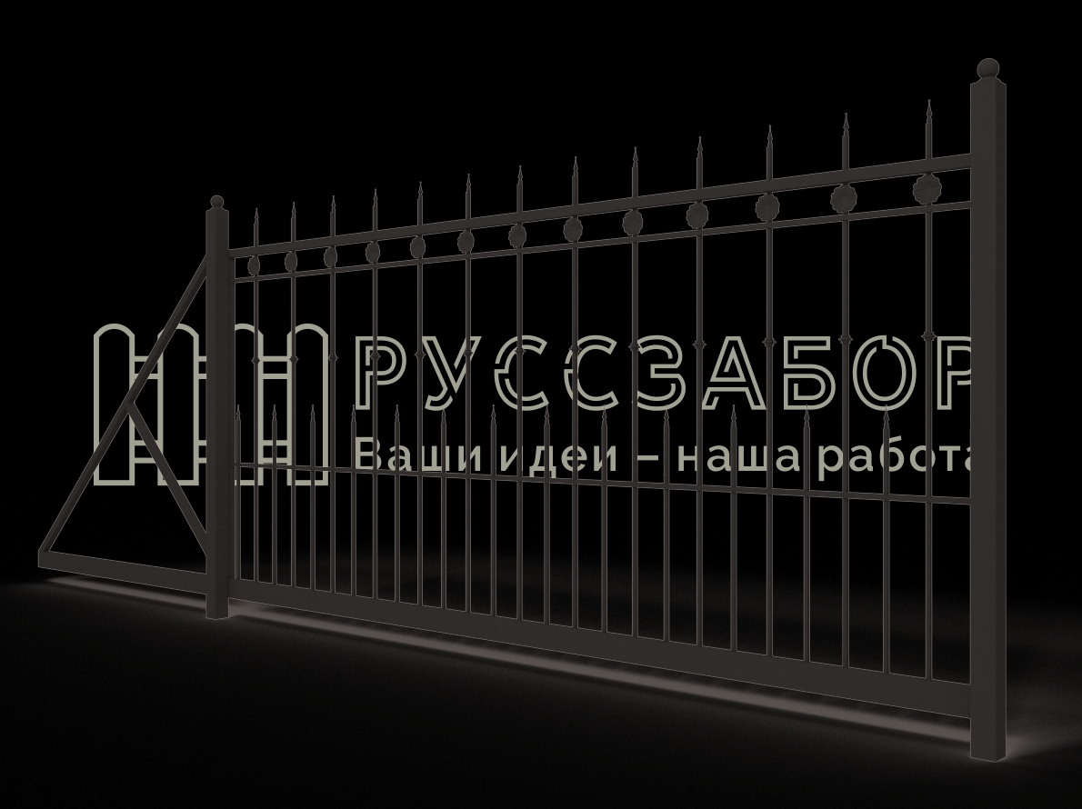 Ковано-сварные откатные ворота 1534