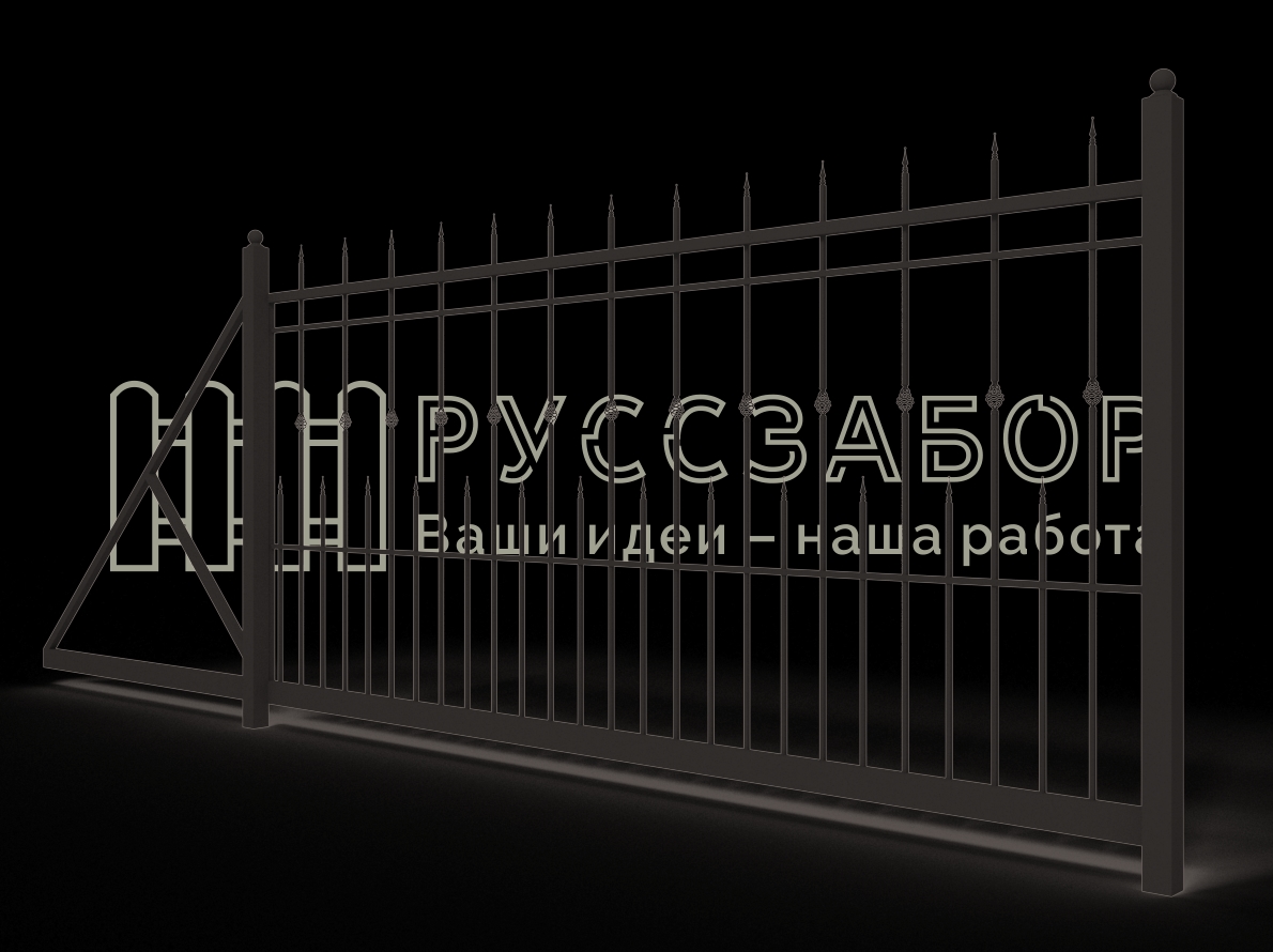 Ковано-сварные откатные ворота 1535