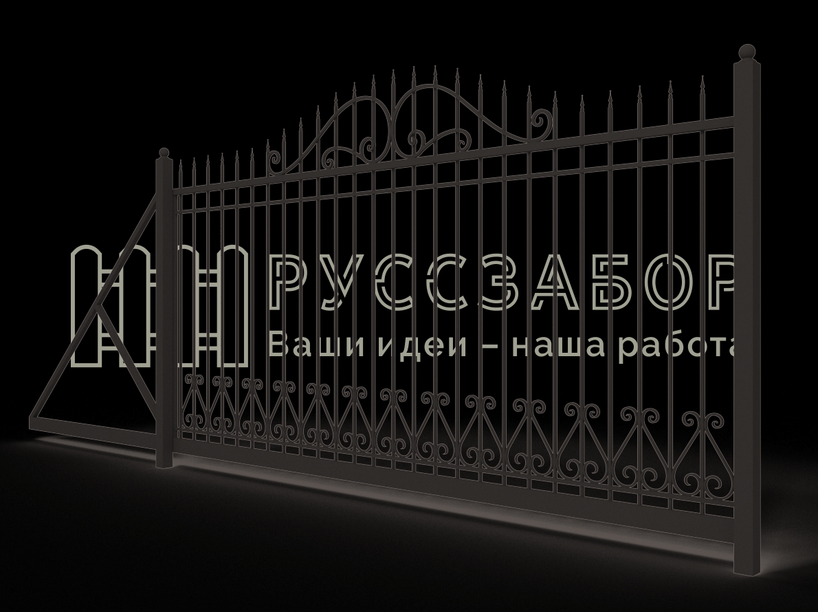 Кованые откатные ворота 1530