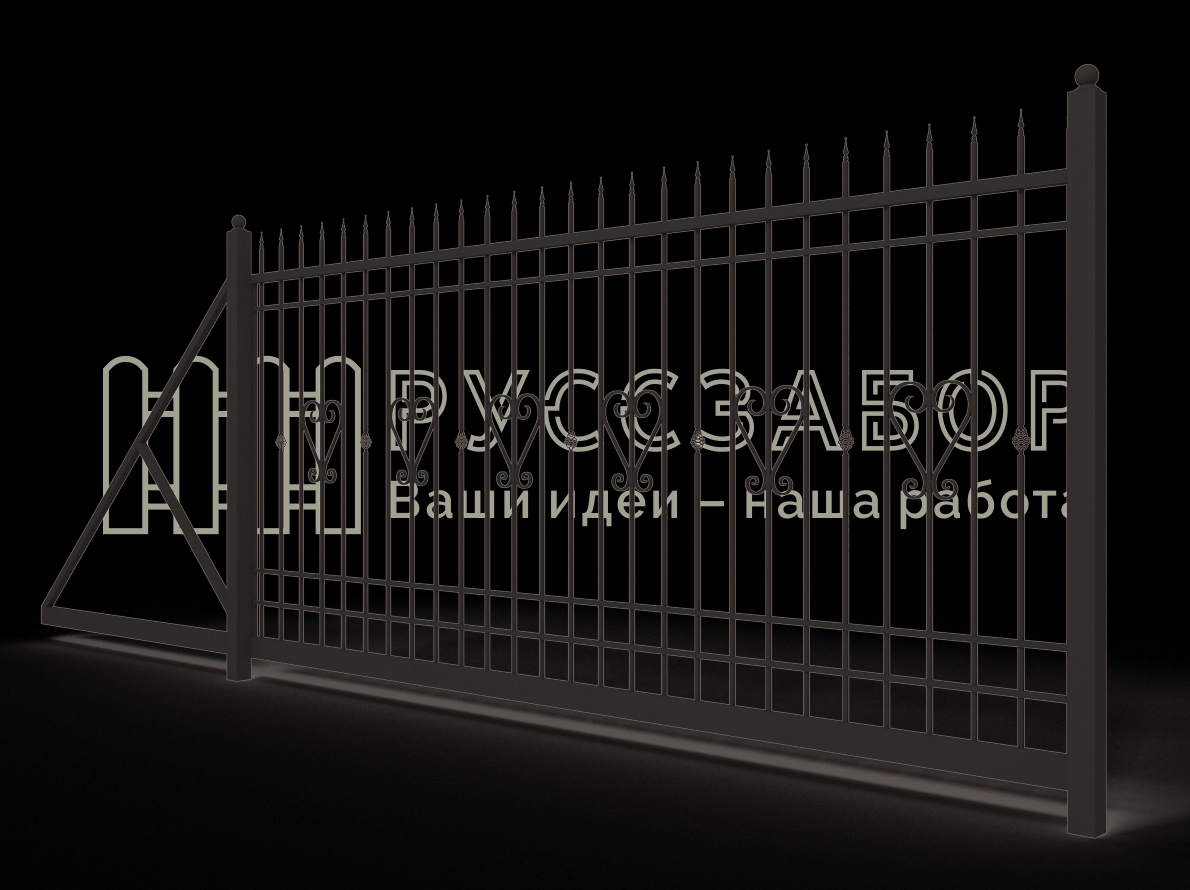 Кованые откатные ворота 1533