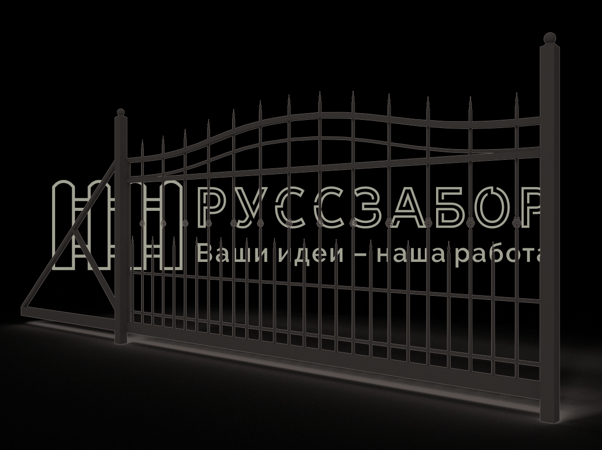 Кованые откатные ворота 1536