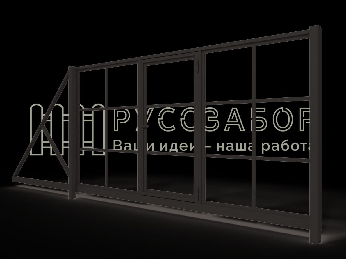 Каркас откатных ворот с калиткой 03