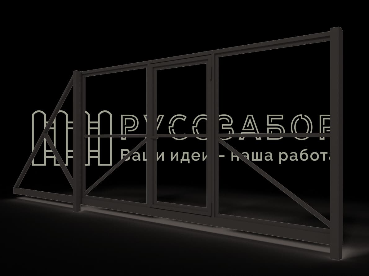 Каркас откатных ворот с калиткой 04