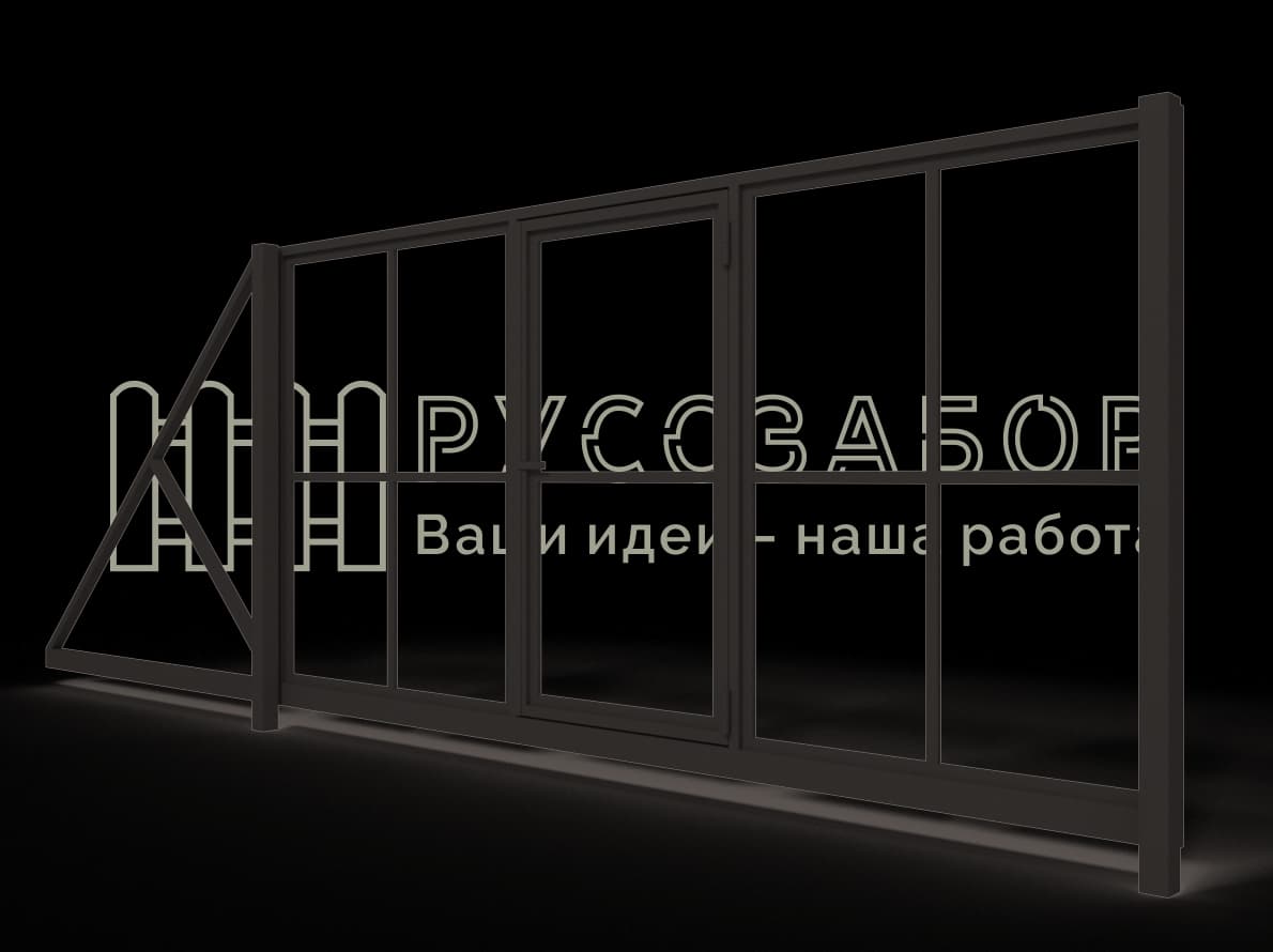 Каркас откатных ворот с калиткой 05