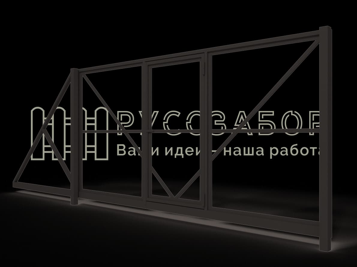 Каркас откатных ворот с калиткой 07