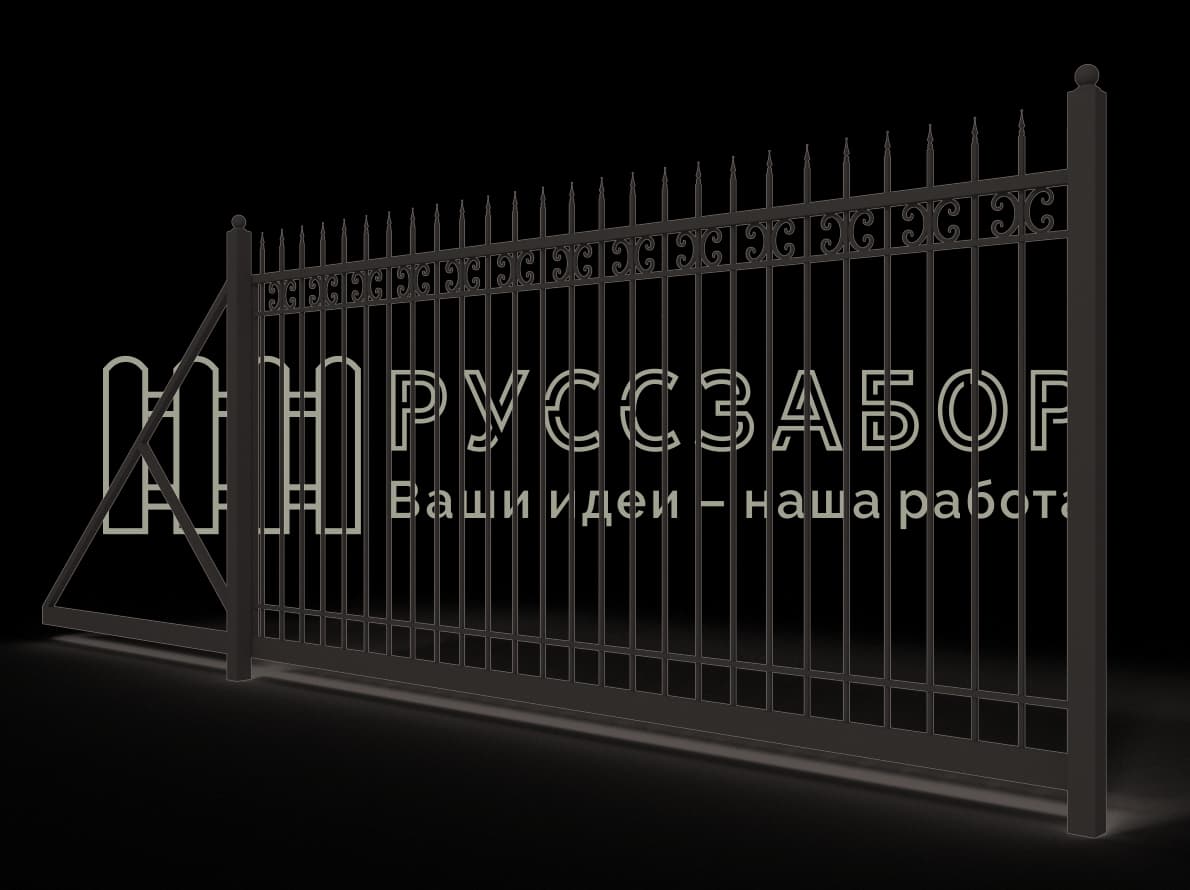Ковано-сварные откатные ворота 1526