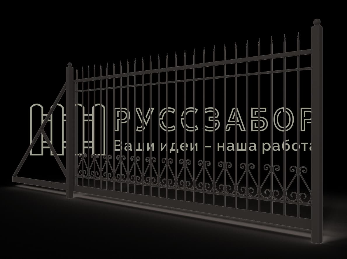 Откатные ковано-сварные ворота 1532