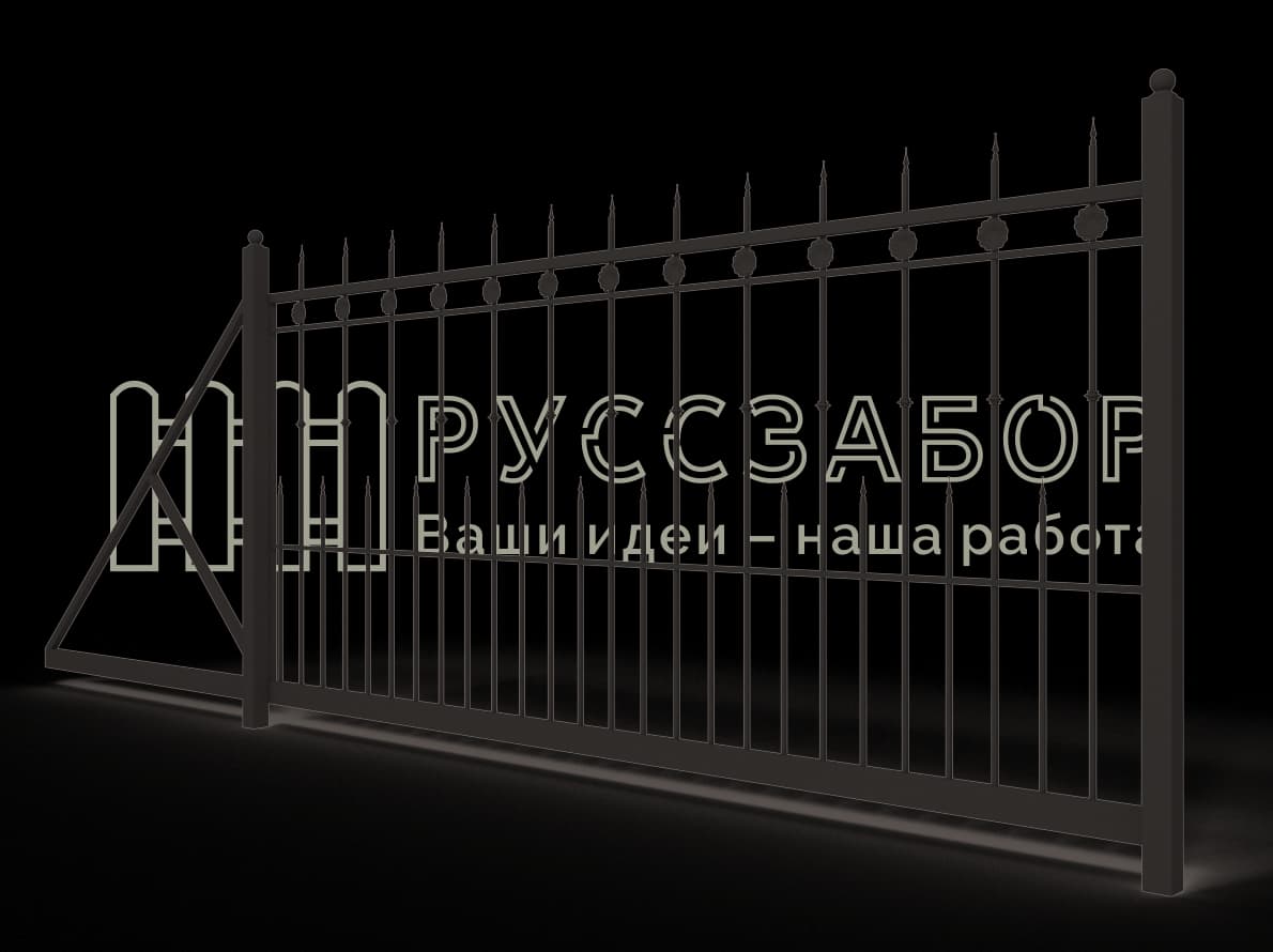 Ковано-сварные откатные ворота 1534