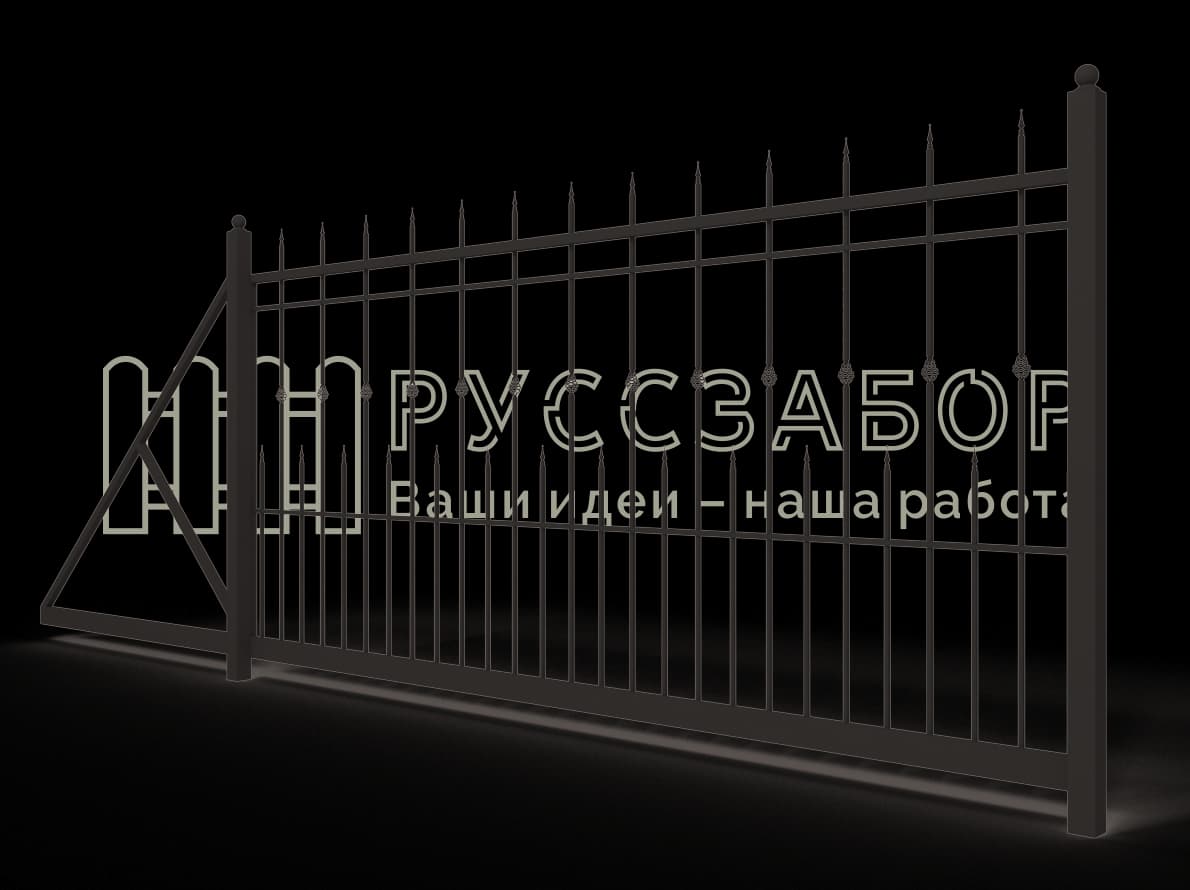 Ковано-сварные откатные ворота 1535