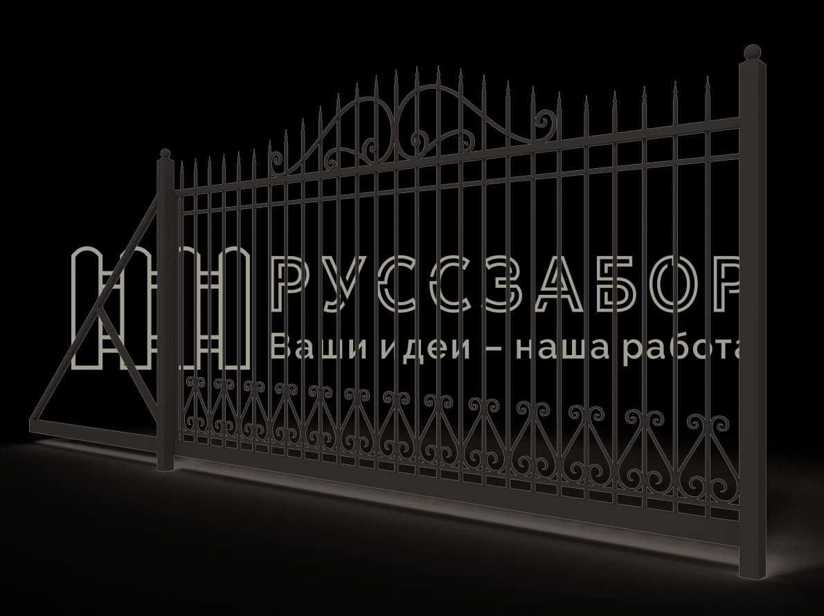 Откатные кованые ворота 1530