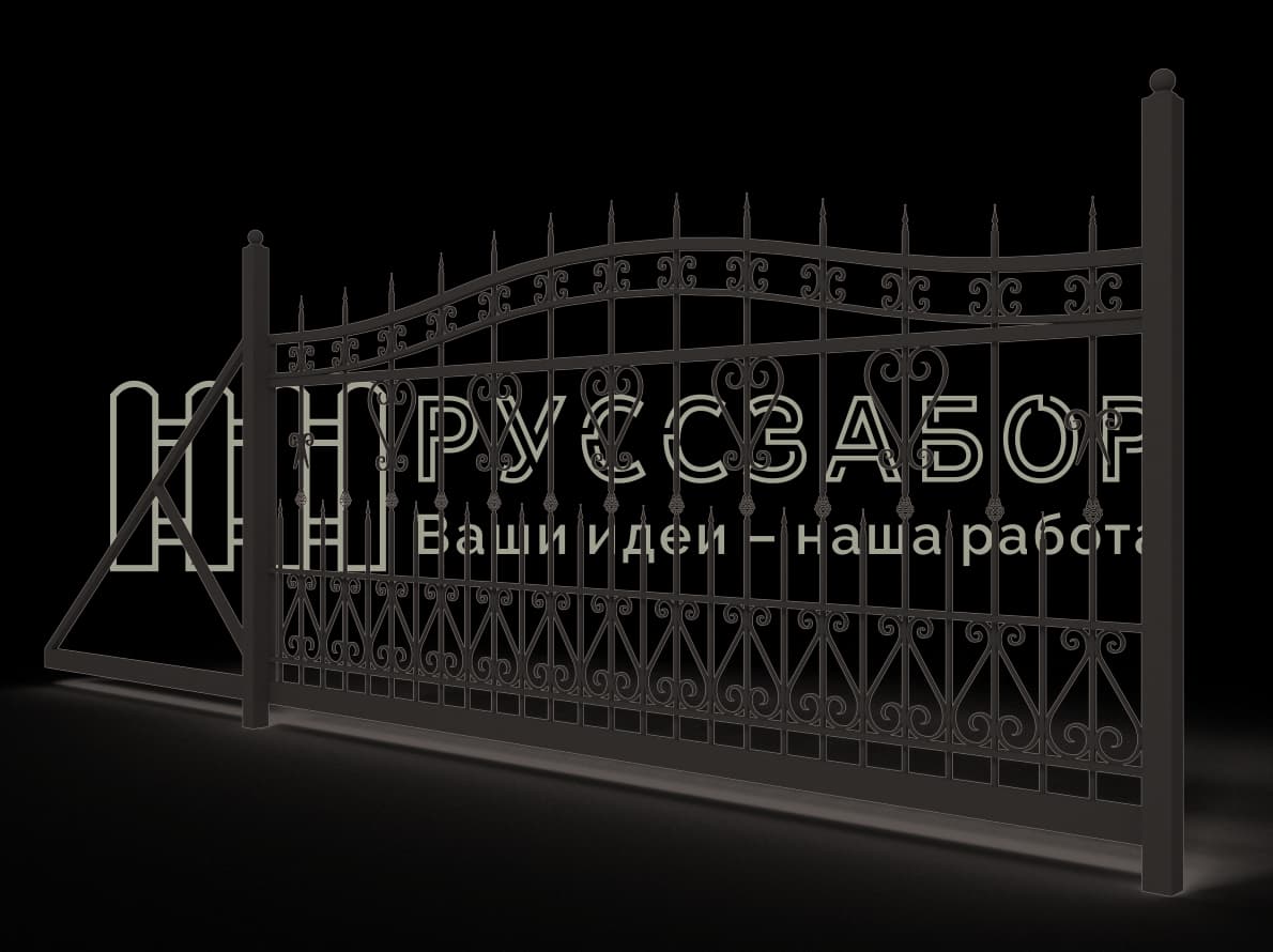 Кованые откатные ворота 1540