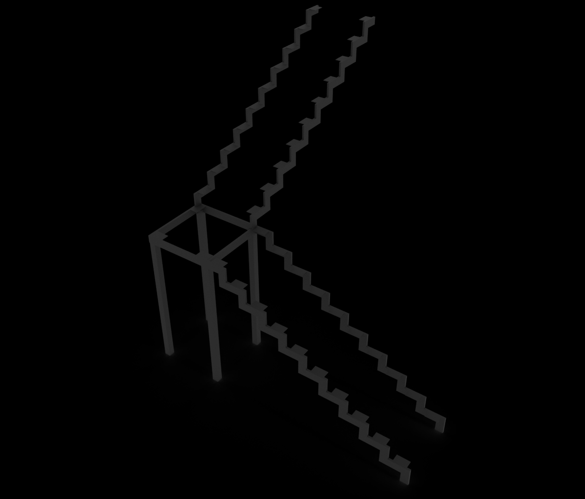 Каркас Г-образной лестницы 03