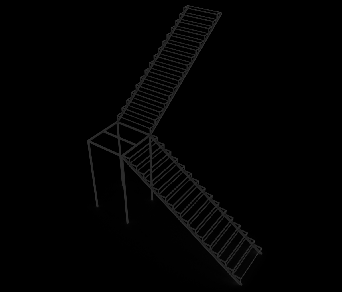 Каркас Г-образной лестницы 01