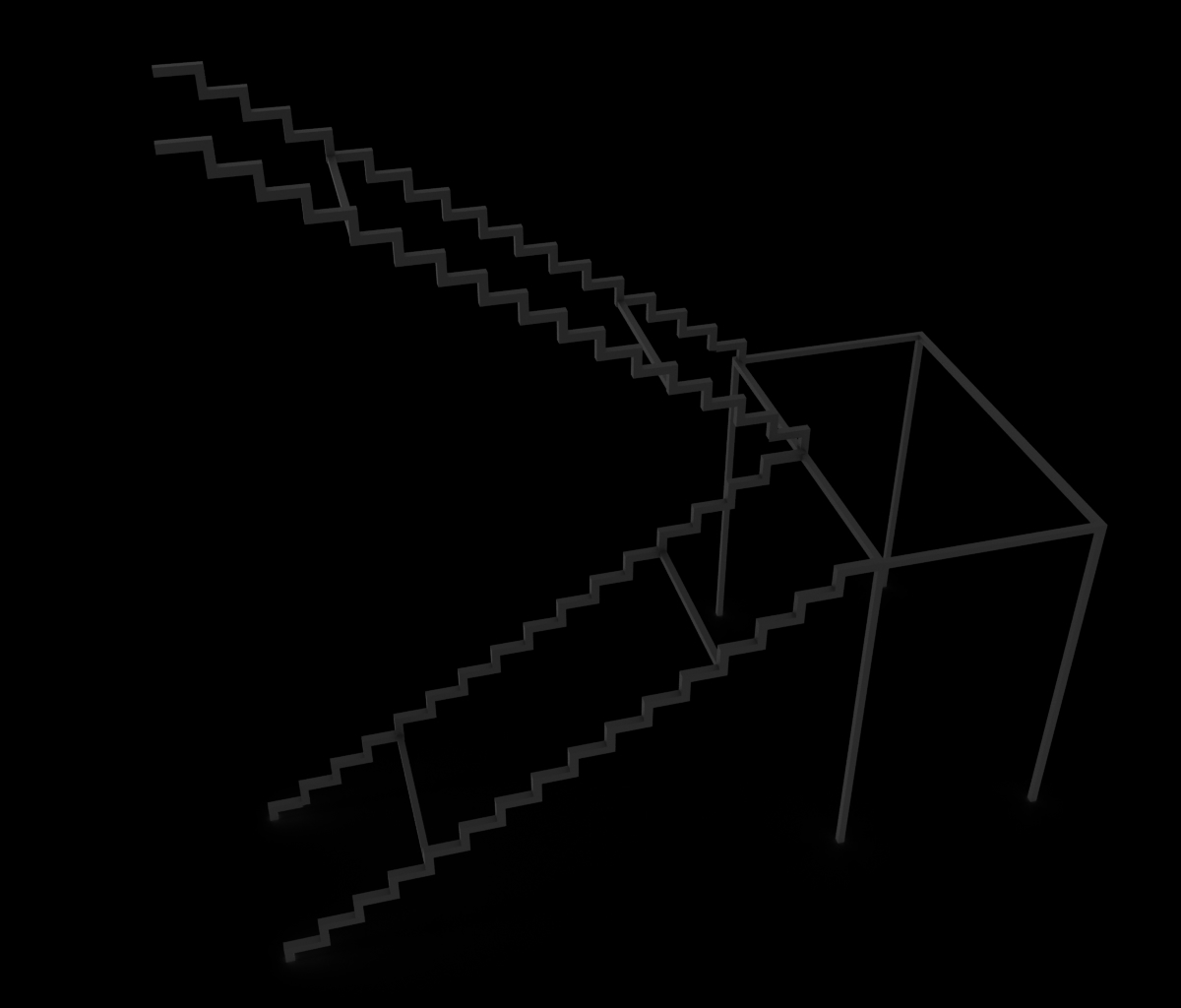 Каркас П-образной лестницы 03