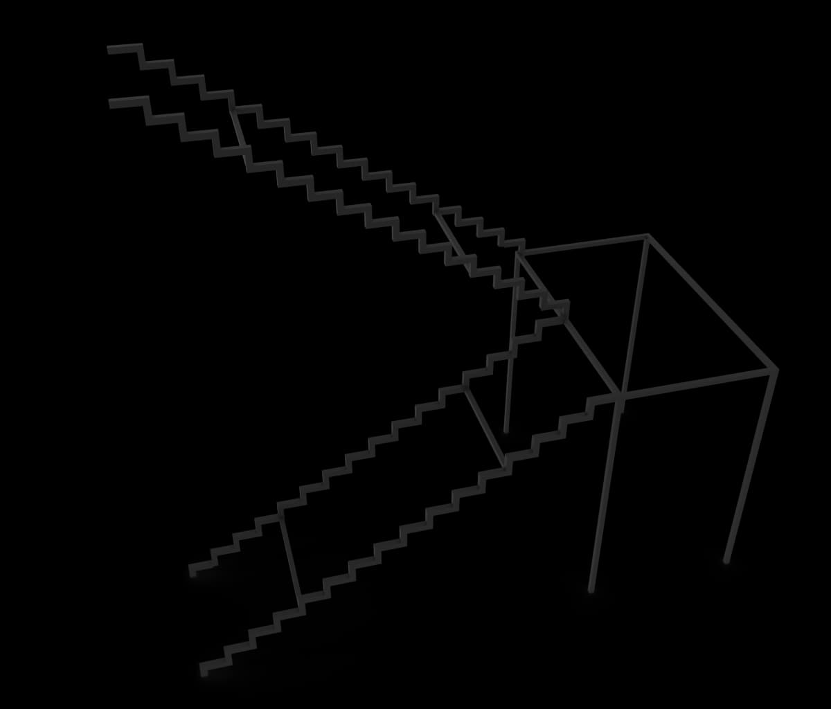 Каркас П-образной лестницы 03