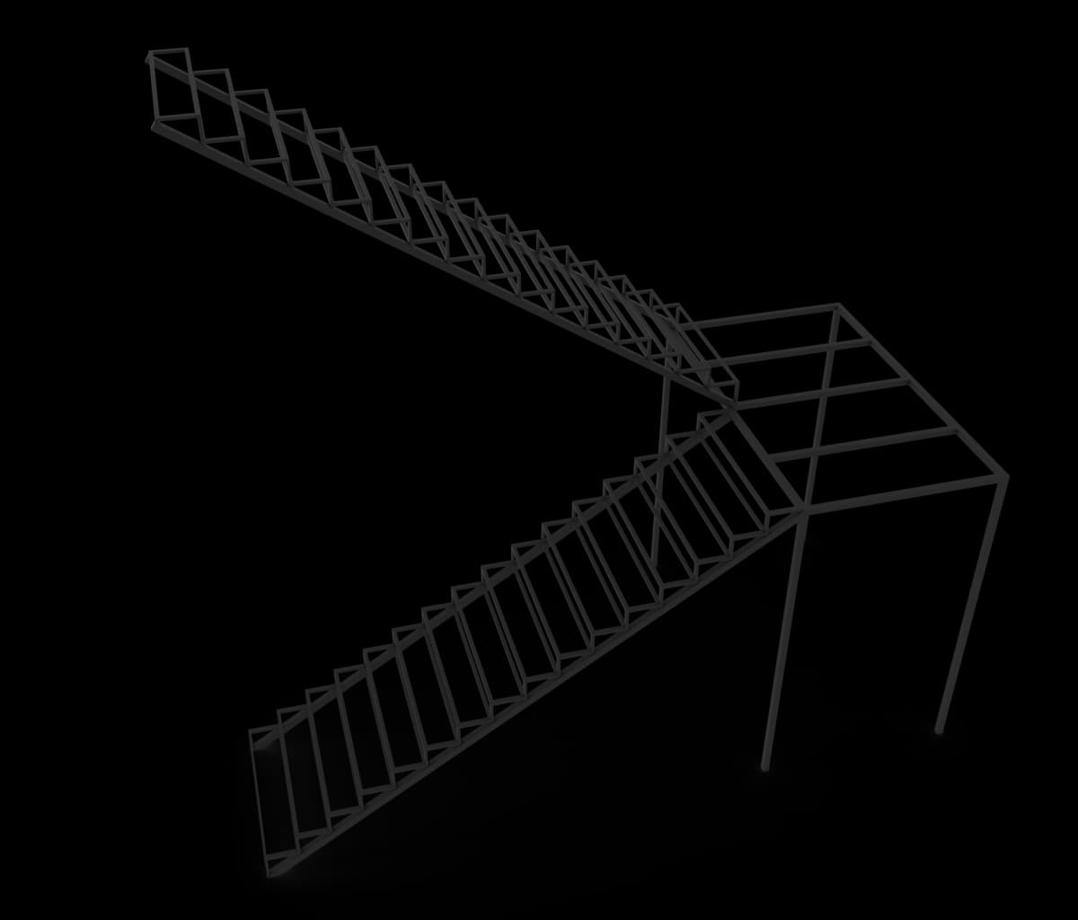 Каркас П-образной лестницы 01